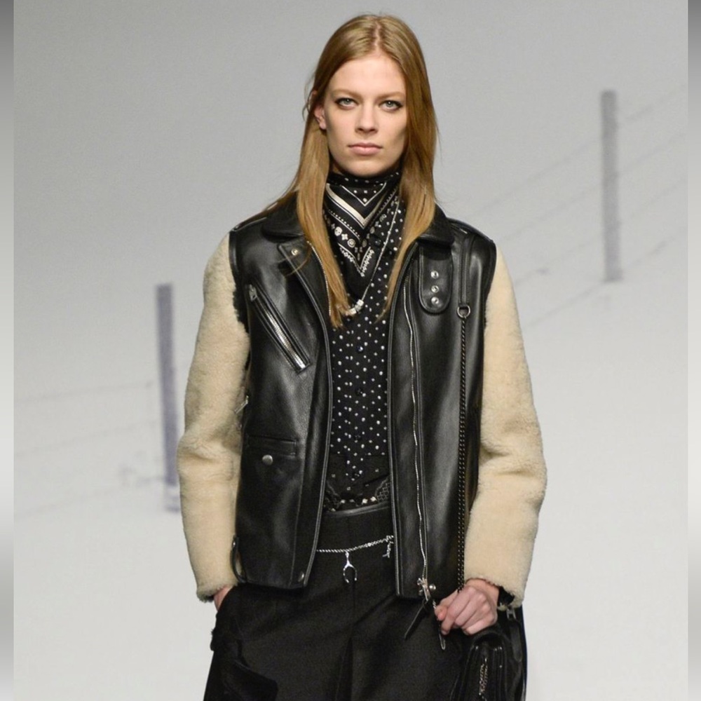 Coach Sheepskin Sleeve Motto Leather Jacket 🖤